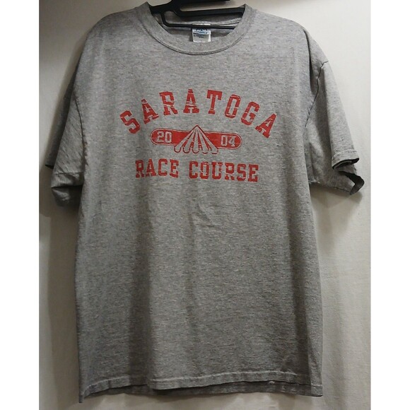 Vintage 2004 Saratoga Race Course T-Shirt Gray Delta Tag Horse Racing Mens Large - Picture 1 of 5